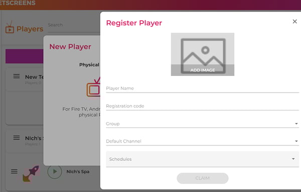 Register RocketScreen Player