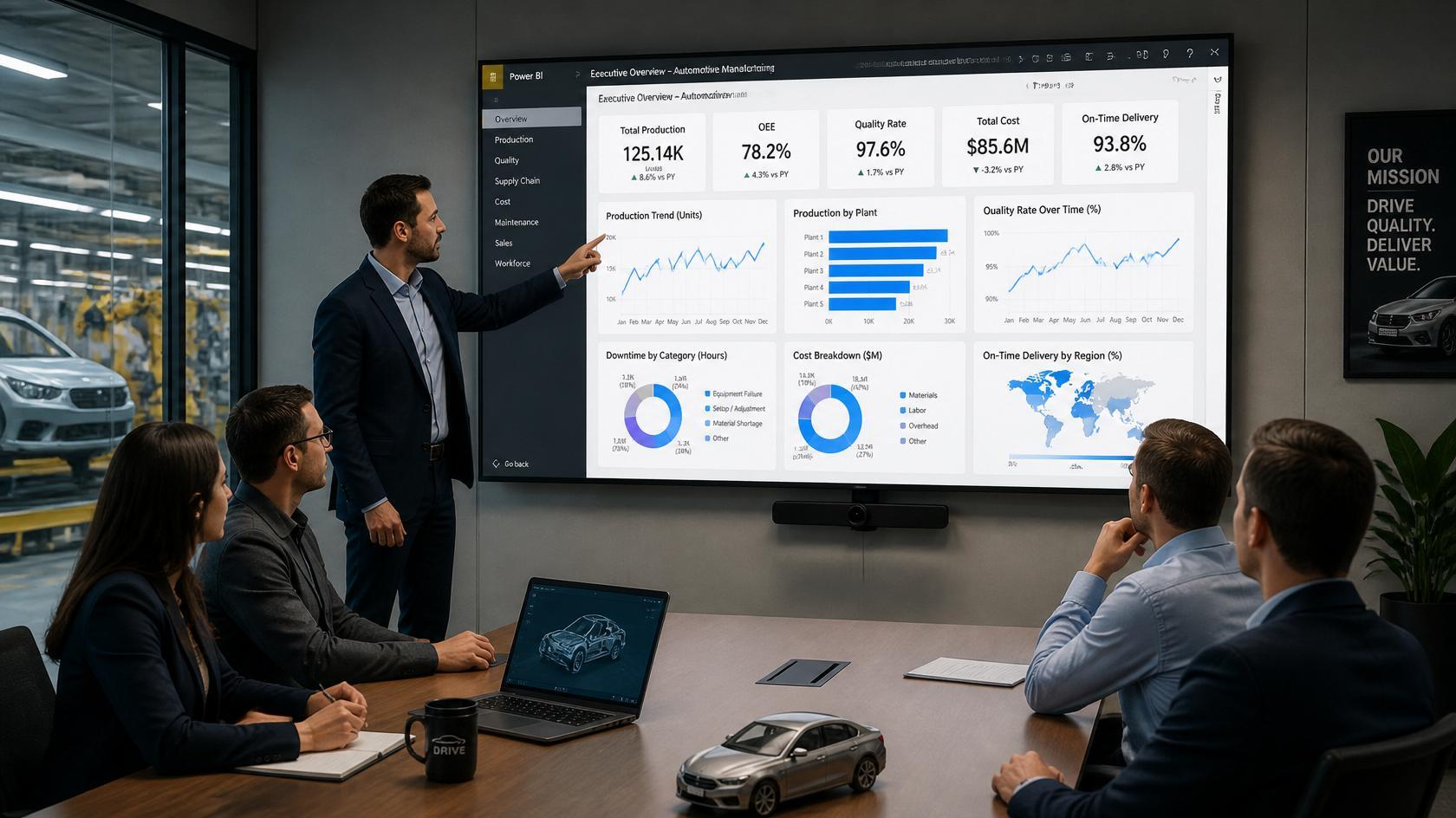 Power BI in the Automotive Industry: Real-Time Dashboards for Sales, Manufacturing, and Operations