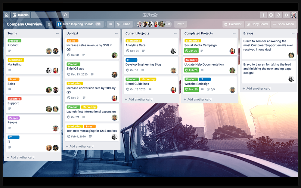 trello ops board on screen