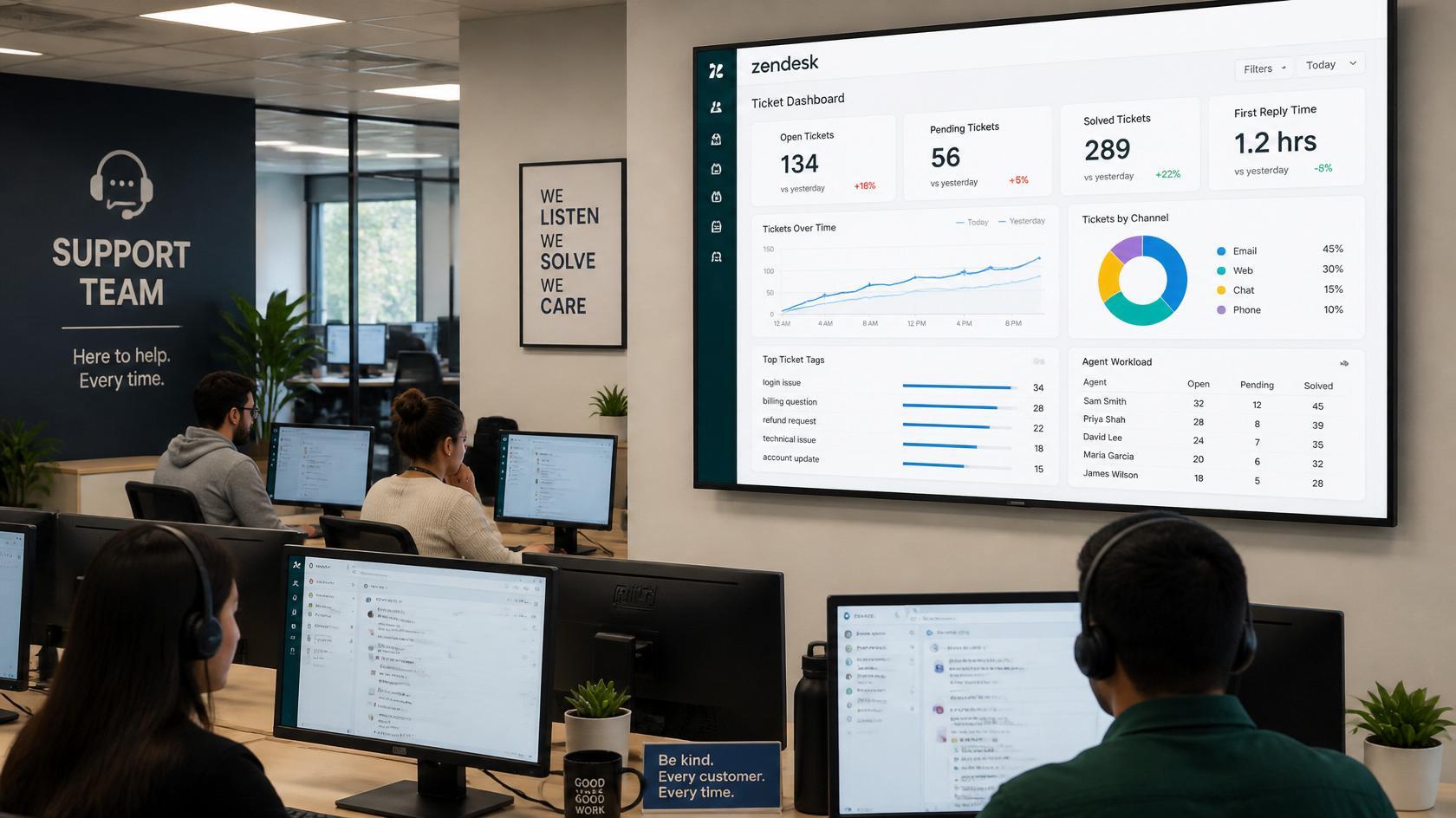 How IT Teams Reduce Ticket Backlogs with Live Zendesk Ticket Displays on TV